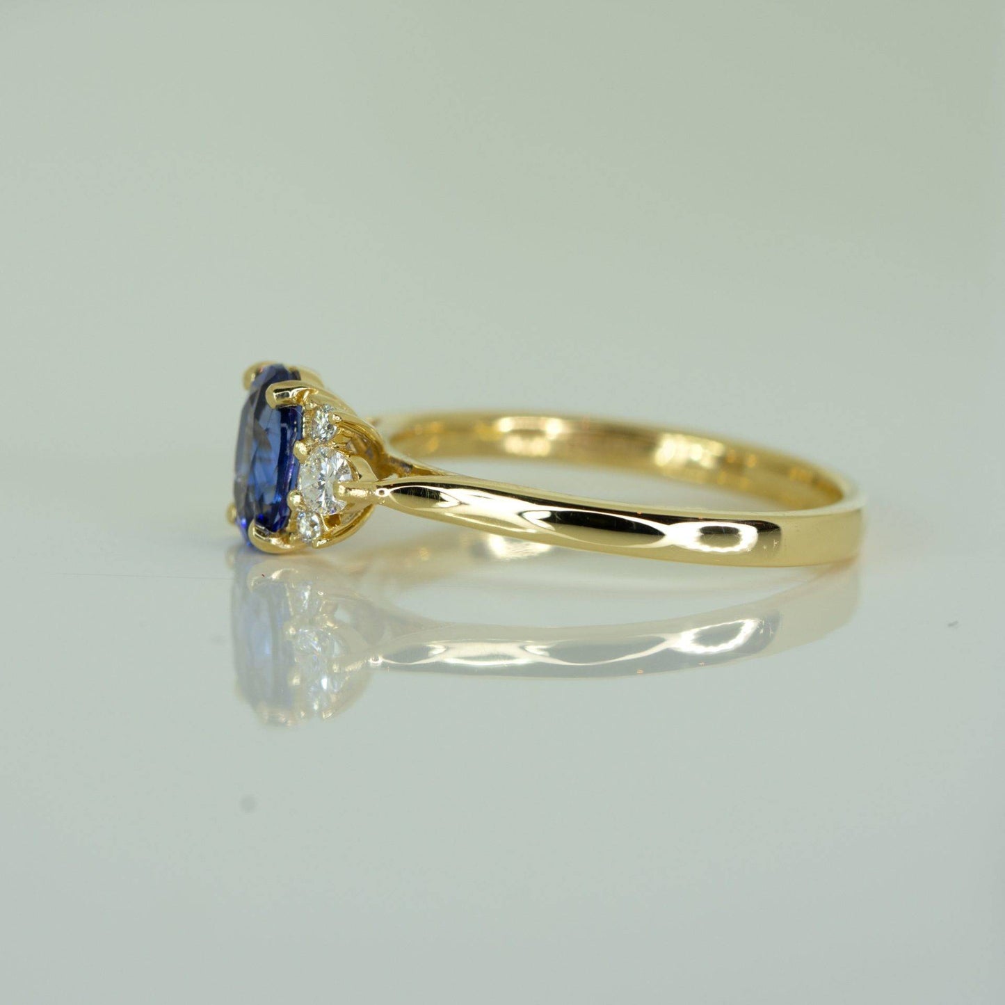 Contemporary Sapphire Ring with Diamonds in 18K Gold