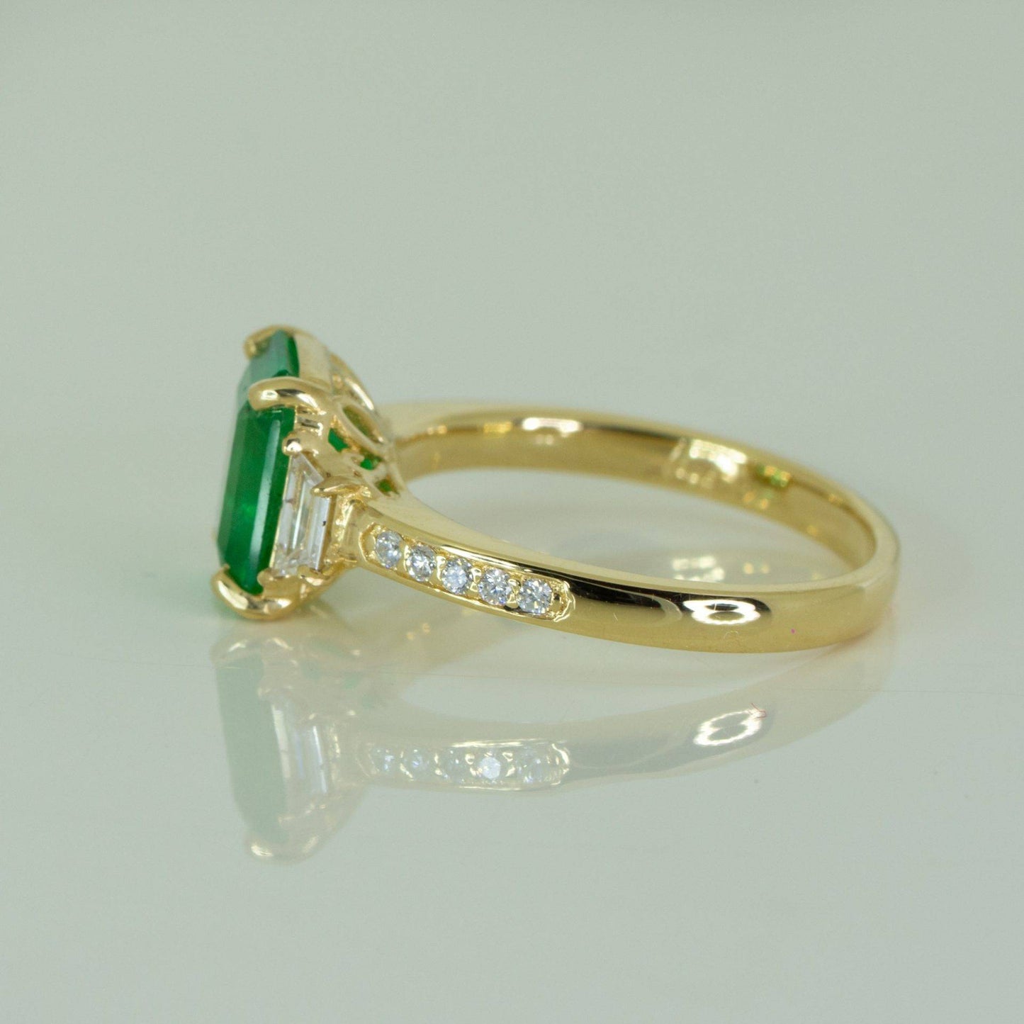 Natural Colombian Emerald and Diamond Statement Ring in 18K Gold