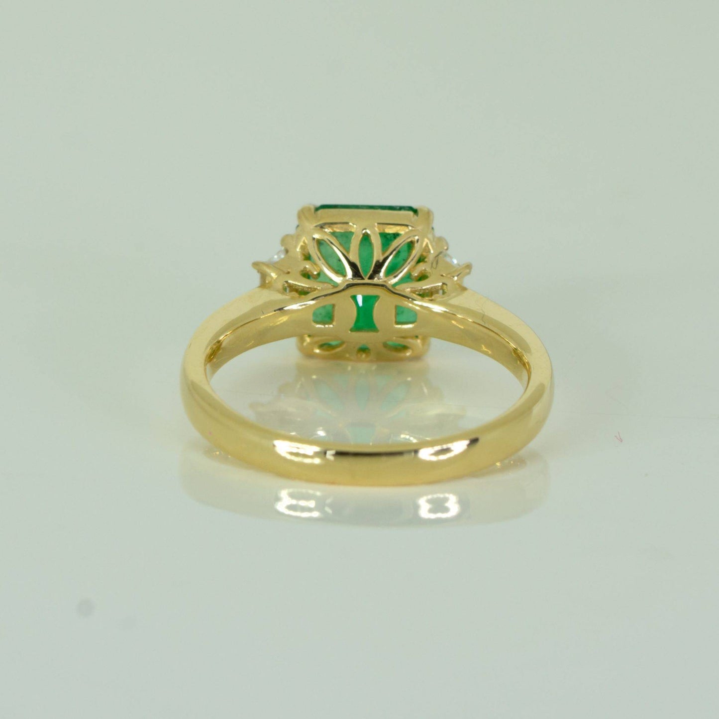 Natural Colombian Emerald and Diamond Statement Ring in 18K Gold
