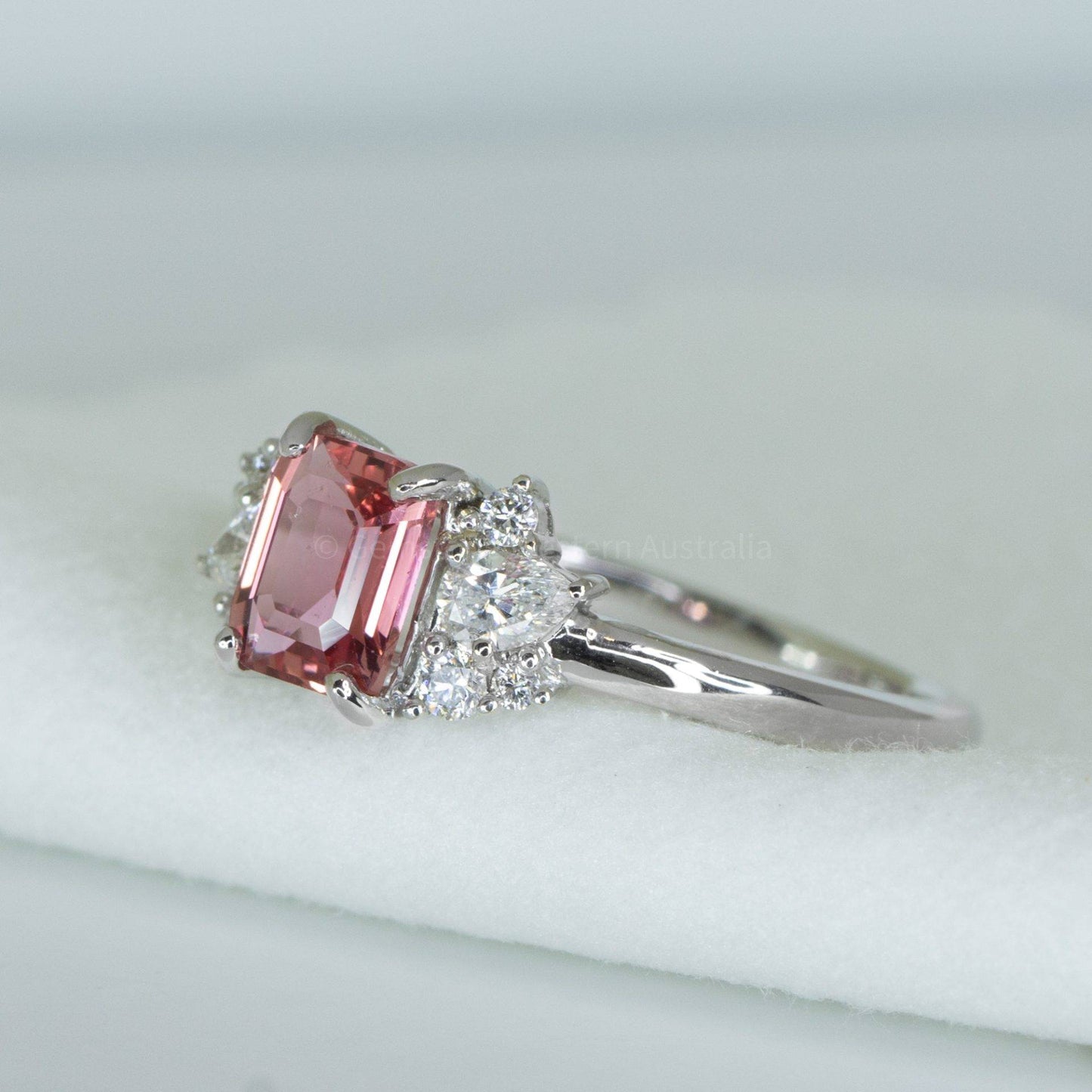 1.26ct Unheated Padparadscha Sapphire Ring with Diamonds in 18K Gold