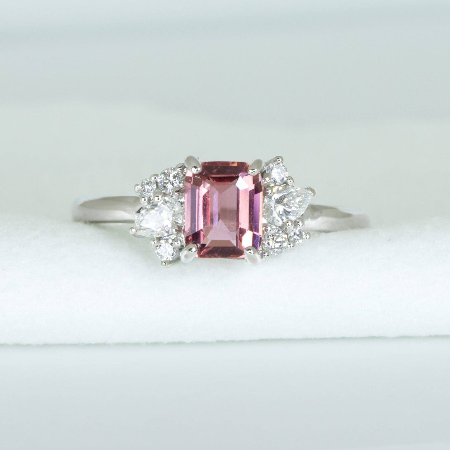 1.26ct Unheated Padparadscha Sapphire Ring with Diamonds in 18K Gold