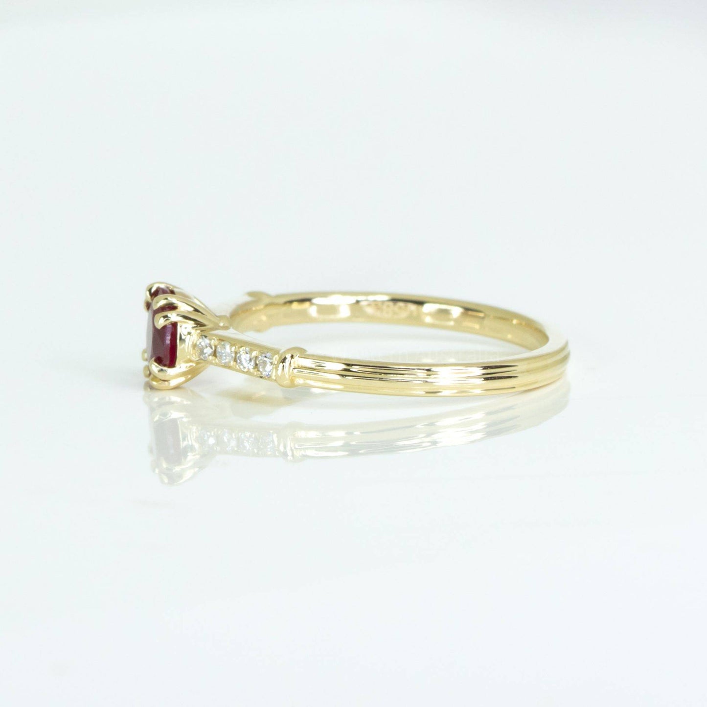 Natural Ruby and Diamonds Ring Round Ruby and Diamond Ring