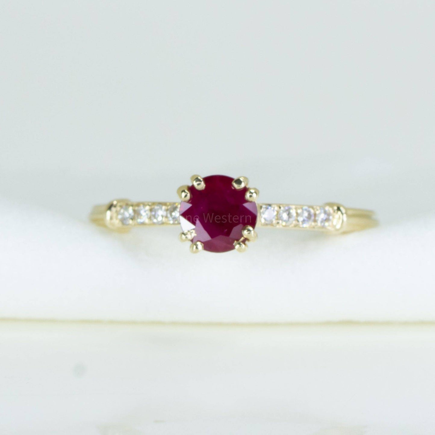 Natural Ruby and Diamonds Ring Round Ruby and Diamond Ring