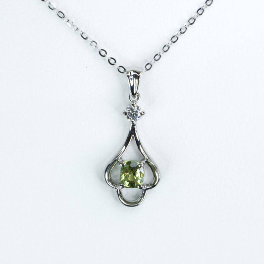 Natural Alexandrite Pendant Necklace in 18K White Gold