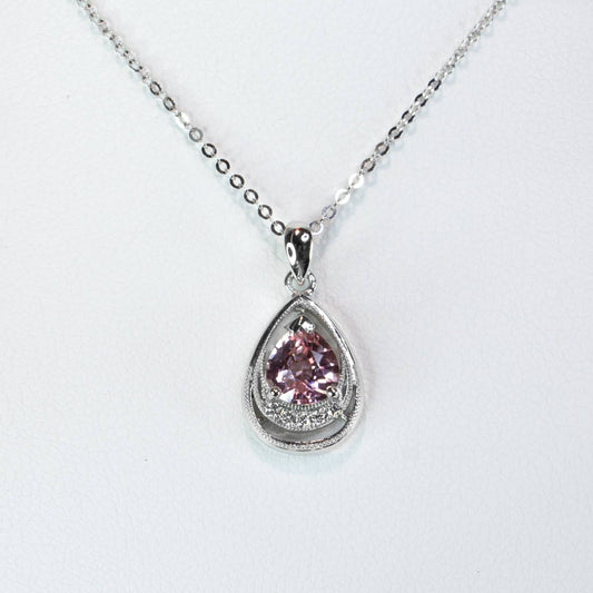Natural Padparadscha Sapphire Pendant in Platinum