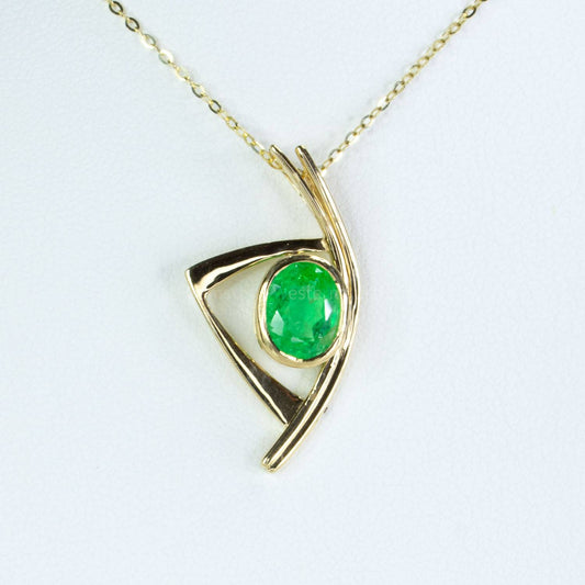 1.58ct Green Emerald Pendant Natural Colombian Emerald