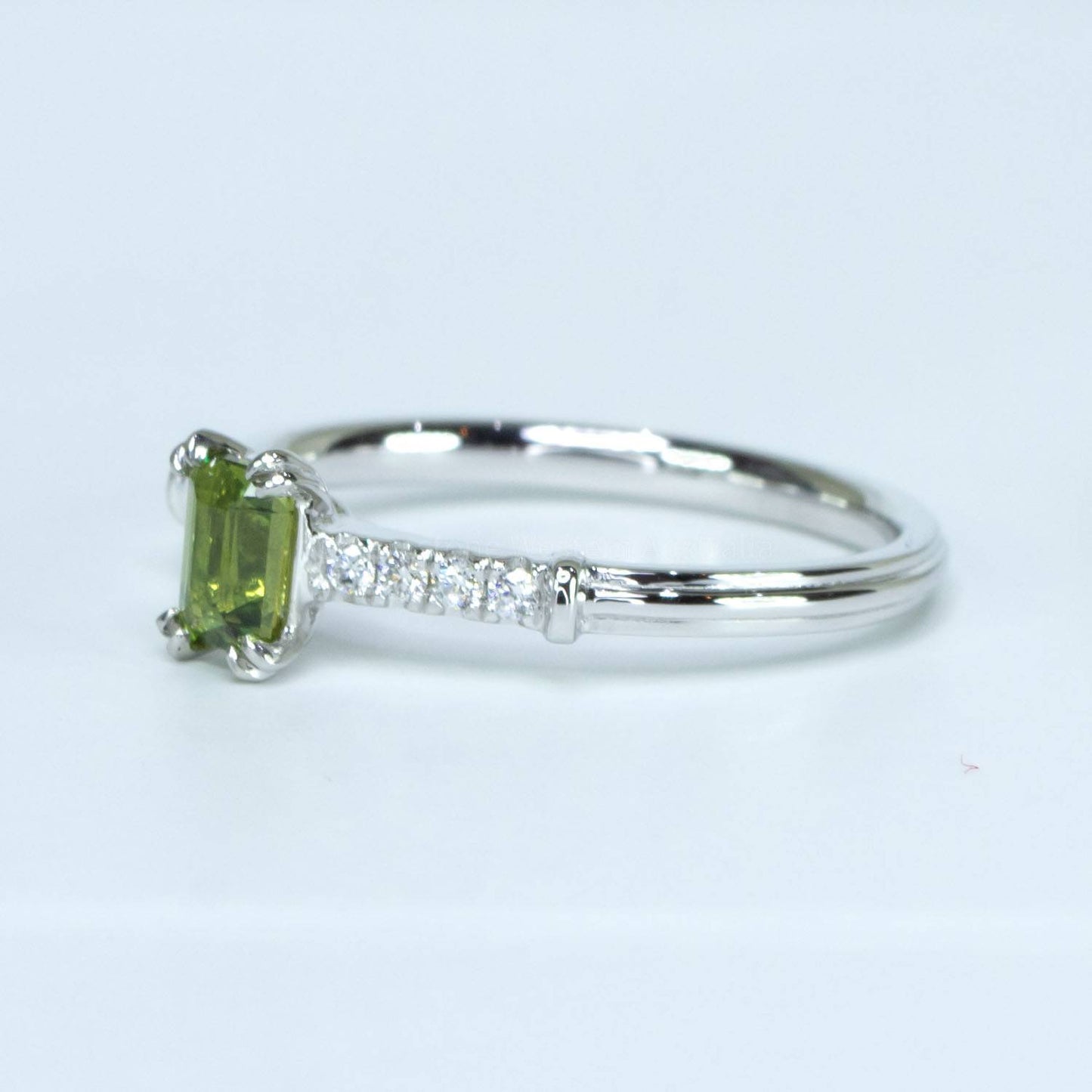 Natural Alexandrite and Diamonds ring in Platinum