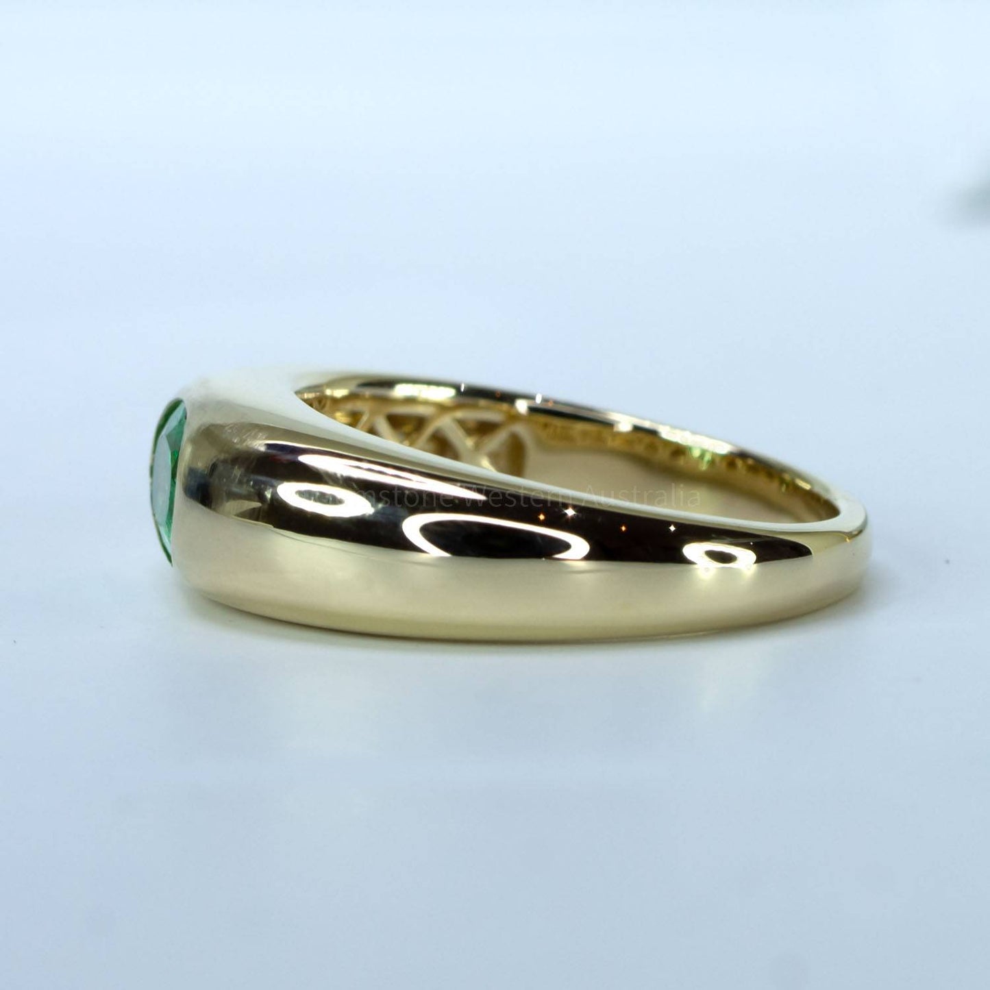 Yellow Gold Dome Statement Ring with Natural Emerald