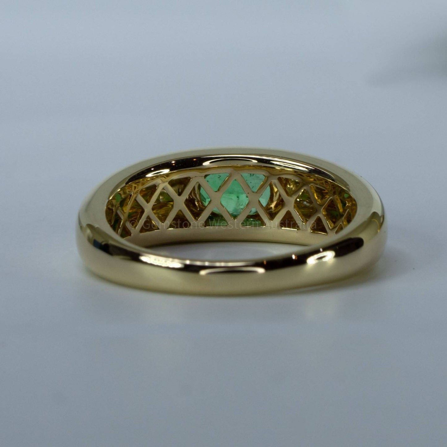 Yellow Gold Dome Statement Ring with Natural Emerald