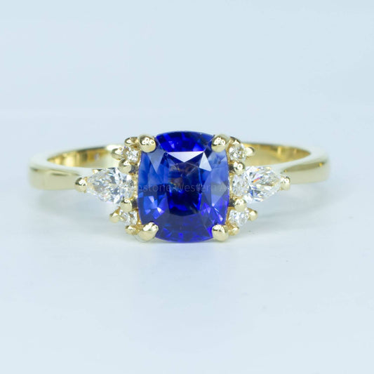 1.5ct Natural Blue Sapphire and Diamonds Ring