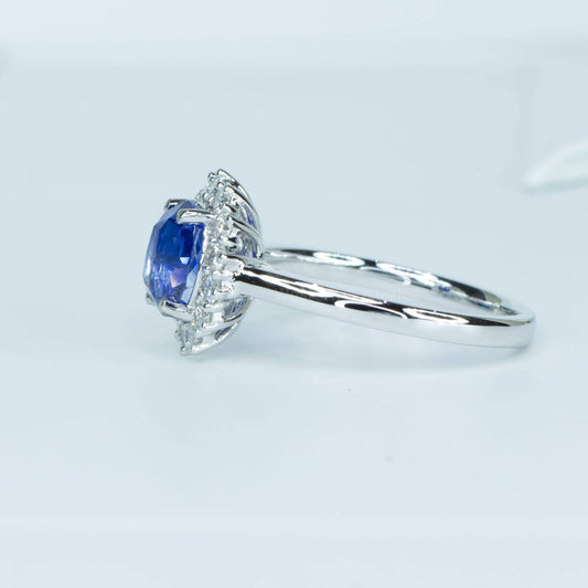 1.8ct Natural Blue Sapphire Diamonds Ring – Princess Diana-Inspired Ring
