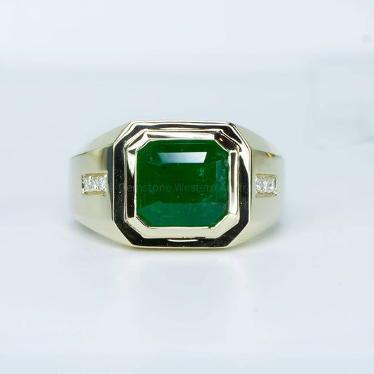 3.9ct Natural Emerald Men's Ring