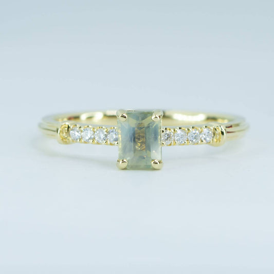 Natural Alexandrite Solitaire Ring with Accent Diamonds