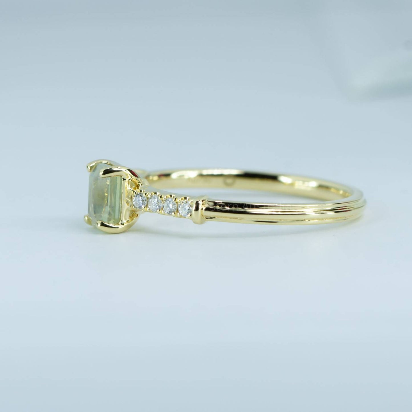 Natural Alexandrite Solitaire Ring with Accent Diamonds