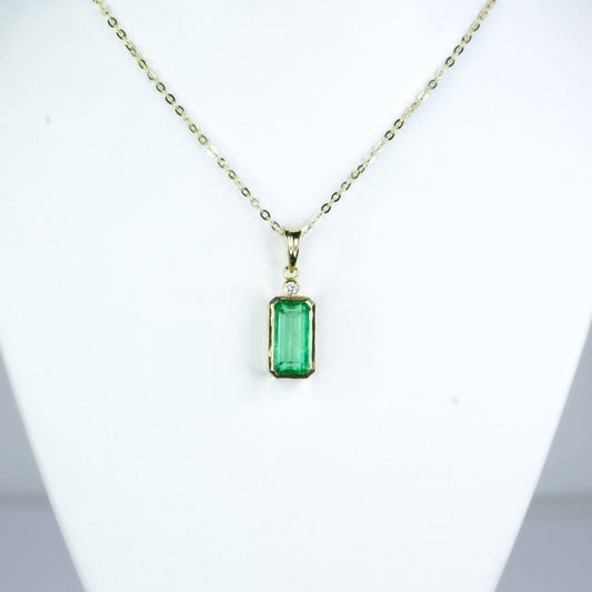 1.77ct Elongated Colombian Emerald Pendant