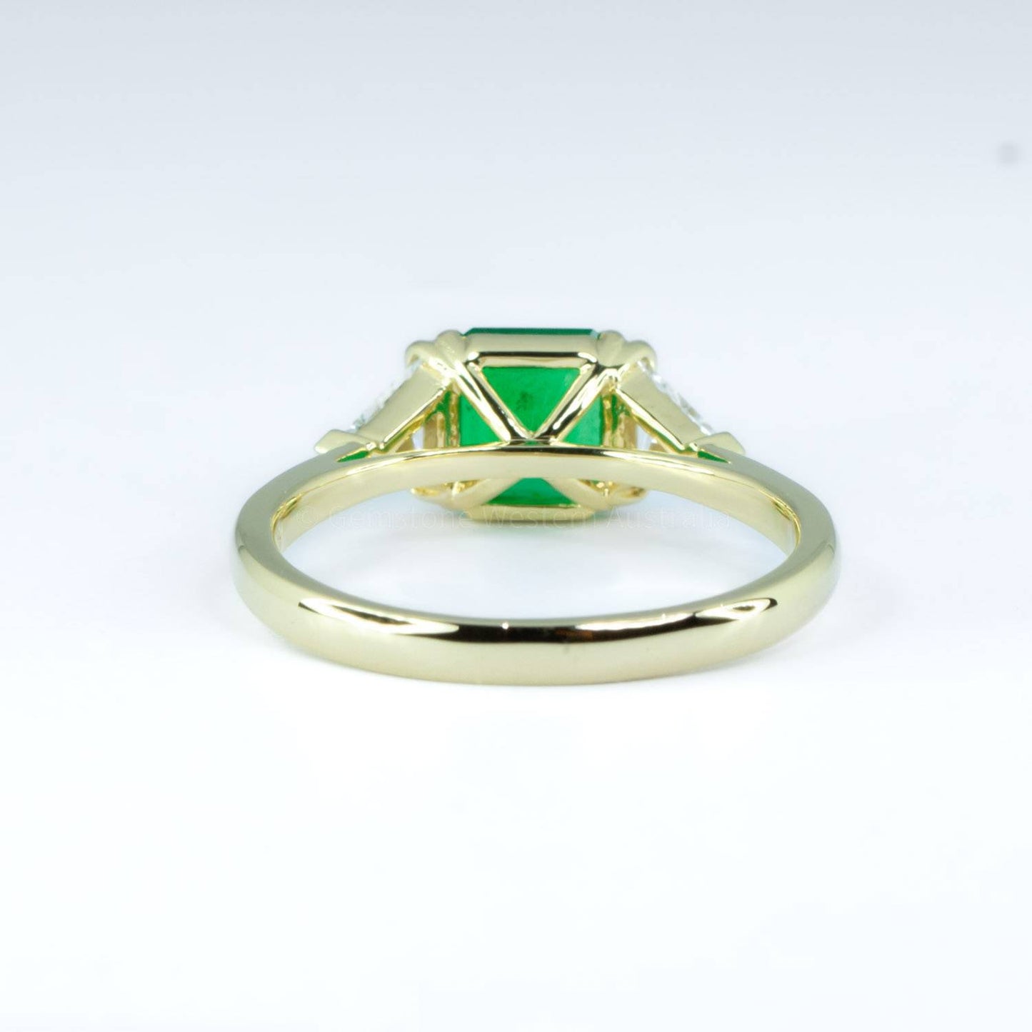 Emerald Cut Emerald Ring | Colombian Emerald and Trillion Cut Diamonds Ring