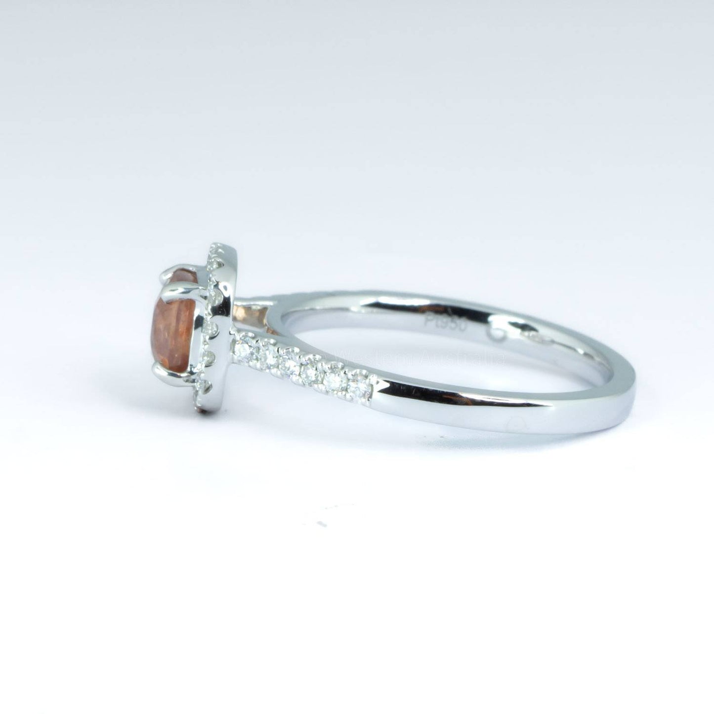1.28ct Padparadscha Sapphire Halo Ring in Platinum