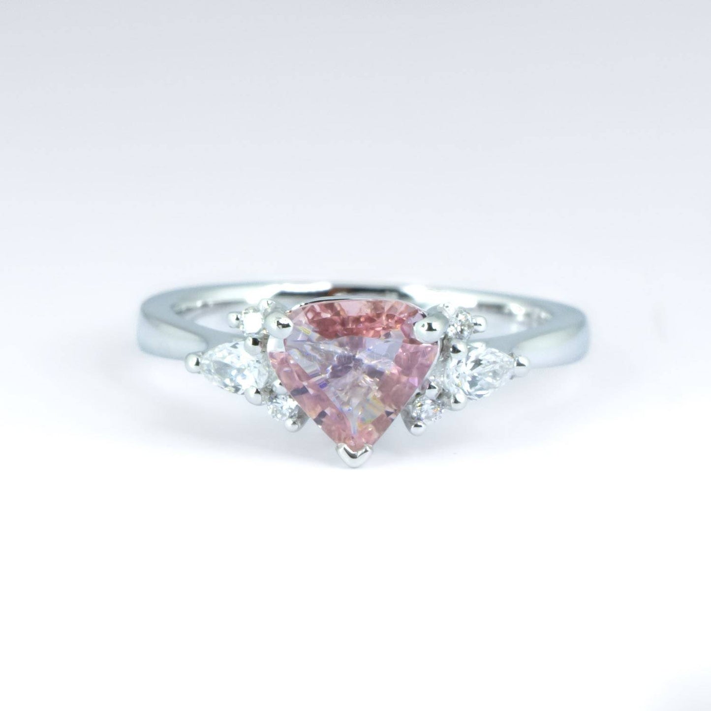 Unheated Pink Sapphire Ring | Natural sapphire and Diamonds Ring in Platinum