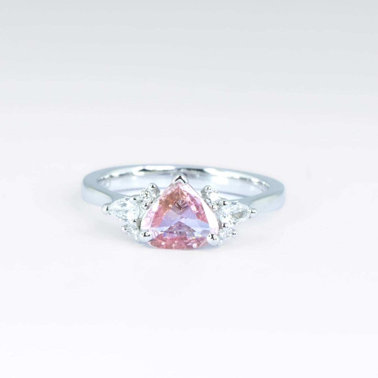 Unheated Pink Sapphire Ring | Natural sapphire and Diamonds Ring in Platinum