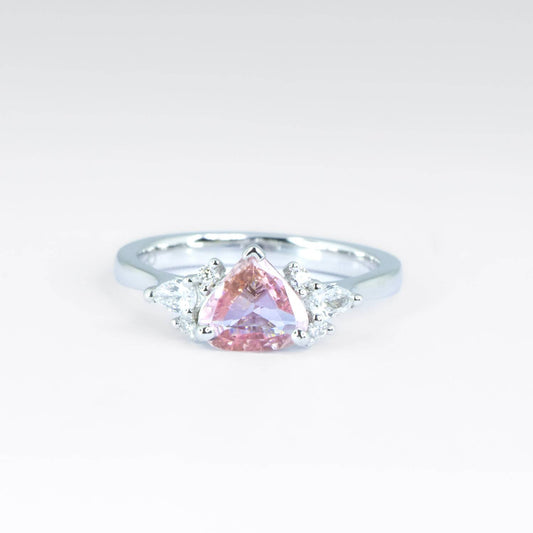 Unheated Pink Sapphire Ring | Natural sapphire and Diamonds Ring in Platinum