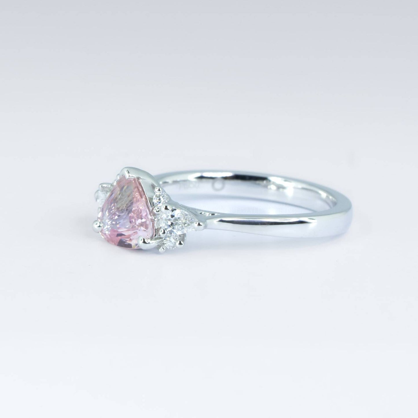 Unheated Pink Sapphire Ring | Natural sapphire and Diamonds Ring in Platinum