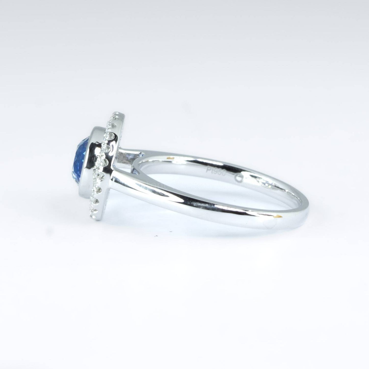 1.64ct Natural Blue Sapphire Ring | Diamond Floating Halo Ring in Platinum
