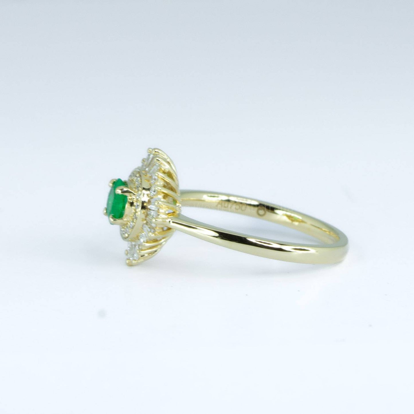 Art Deco Style Emerald Ring | Colombian Emerald Ring 18K Gold
