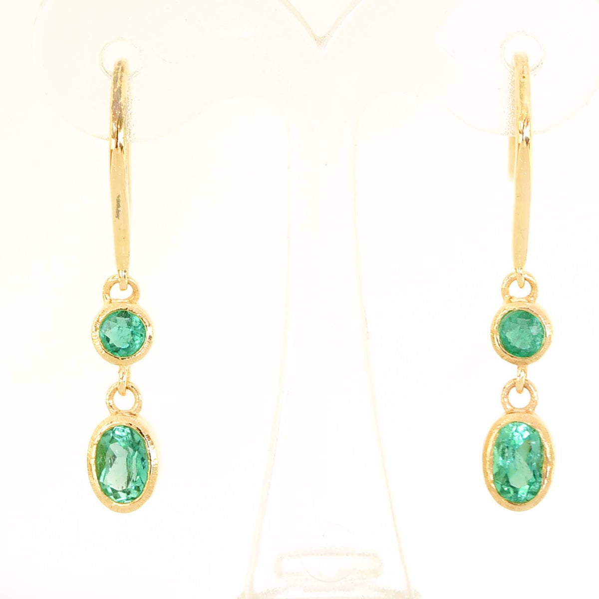 Natural Colombian Emerald Dangle Earrings 18K Gold