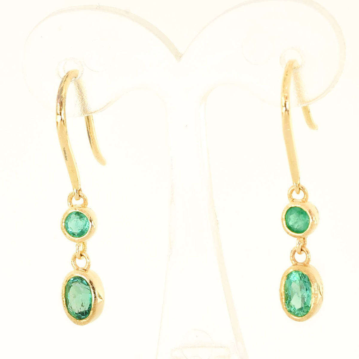 Natural Colombian Emerald Dangle Earrings 18K Gold