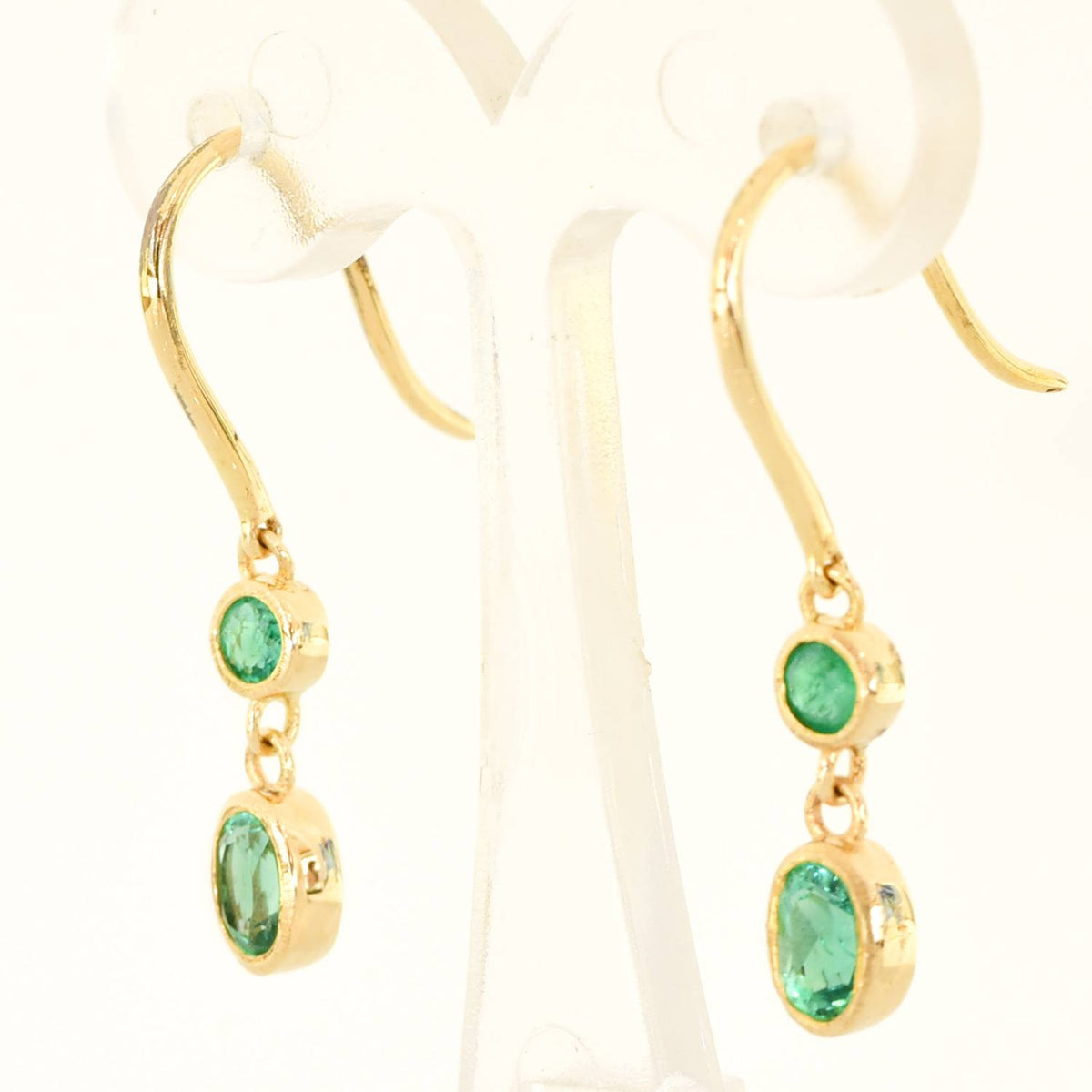 Natural Colombian Emerald Dangle Earrings 18K Gold
