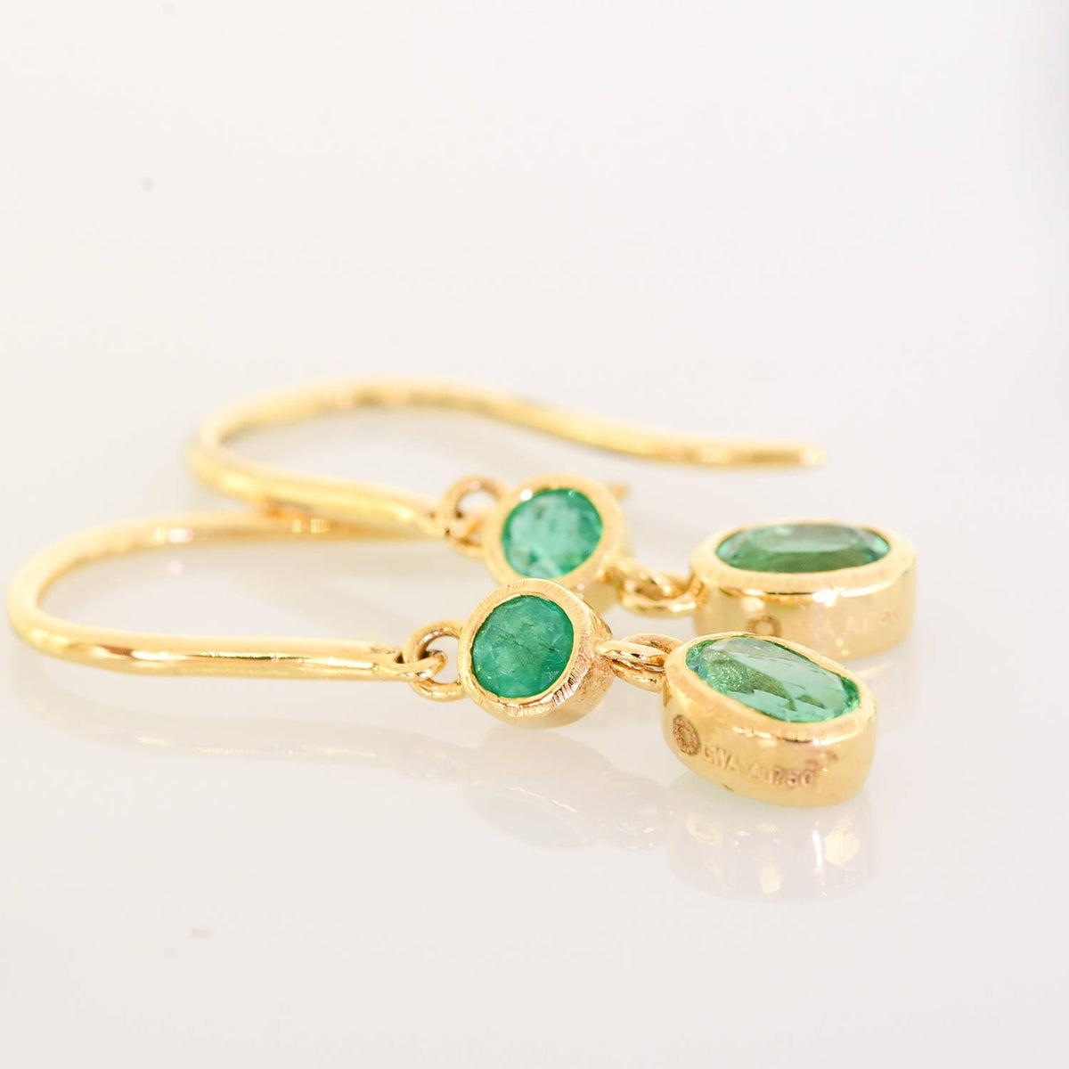 Natural Colombian Emerald Dangle Earrings 18K Gold