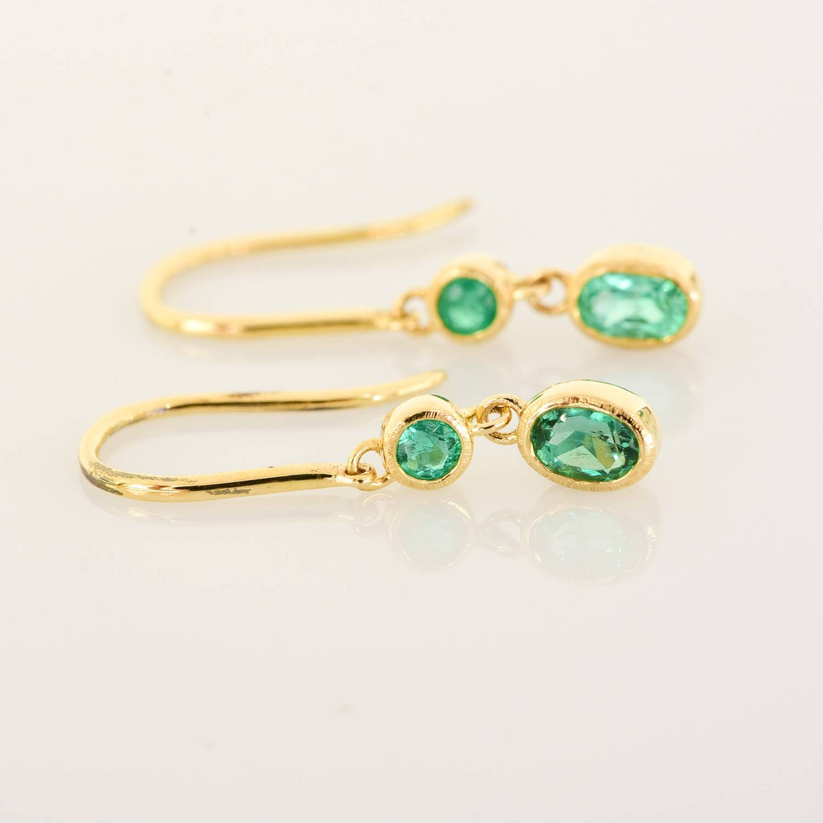 Natural Colombian Emerald Dangle Earrings 18K Gold