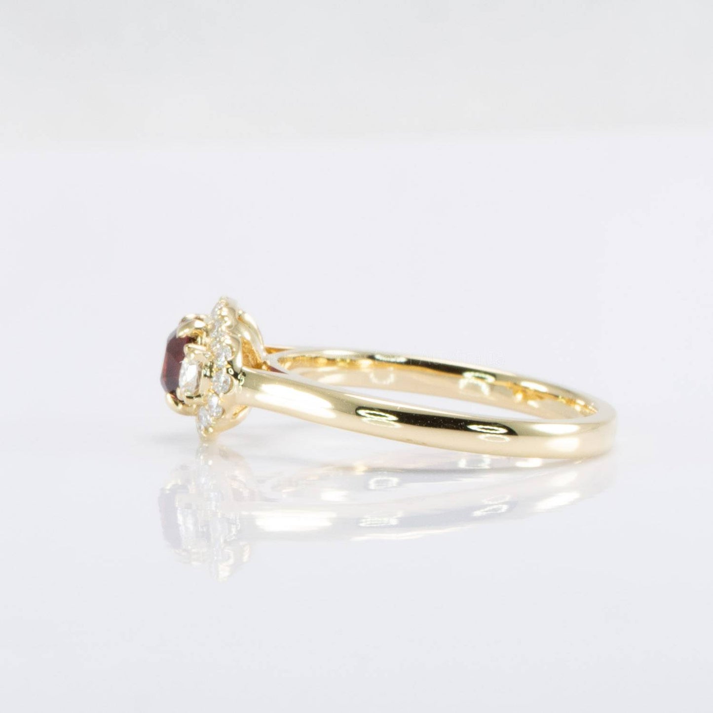 Natural Ruby Three Stone Ring | Ruby Halo Ring