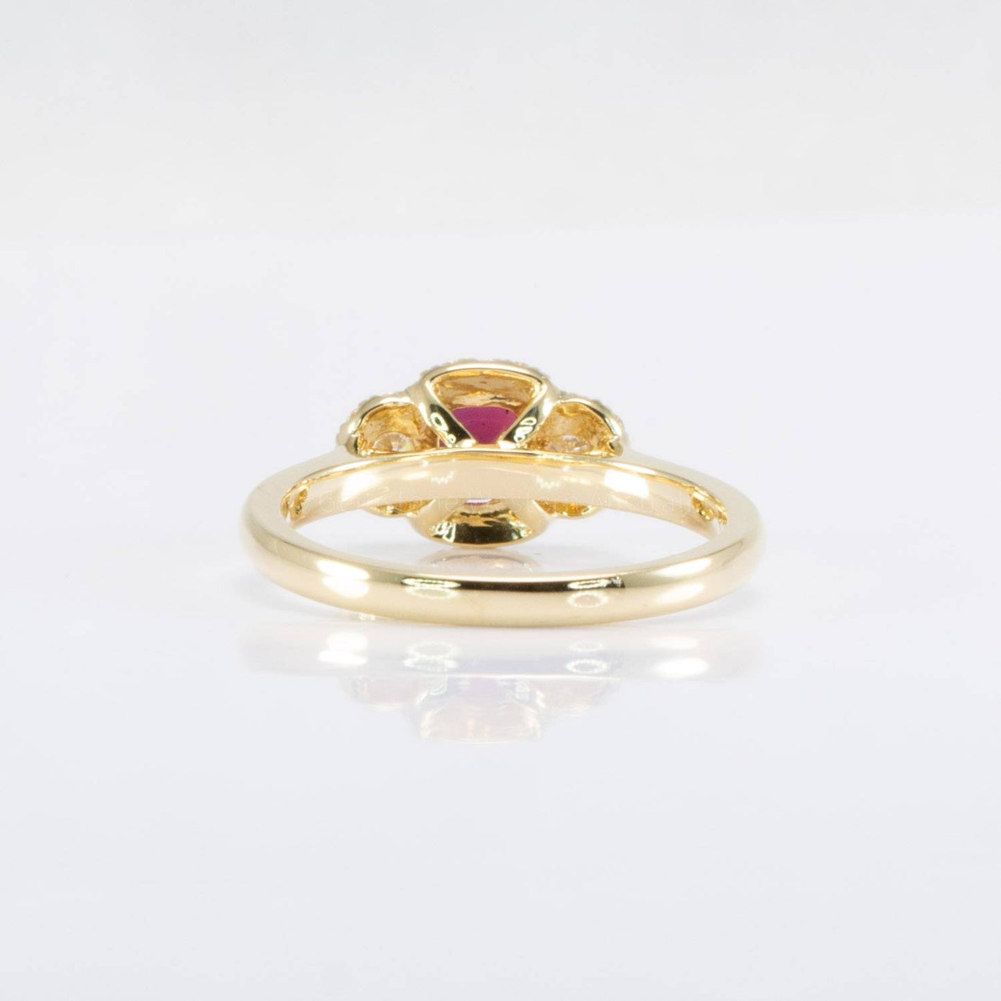 Natural Ruby Three Stone Ring | Ruby Halo Ring