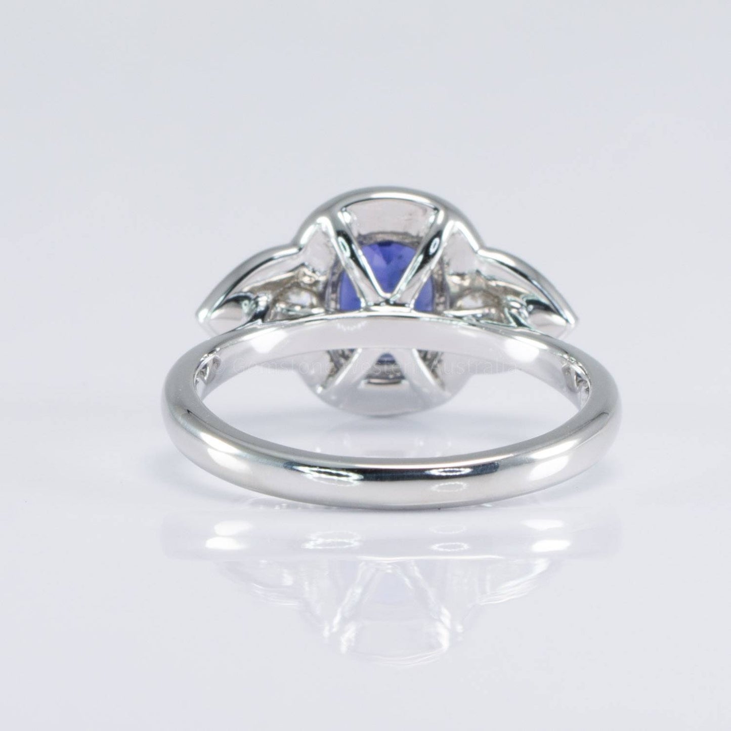 Natural Blue Sapphire and Diamonds Cluster Ring | Sapphire Platinum Ring