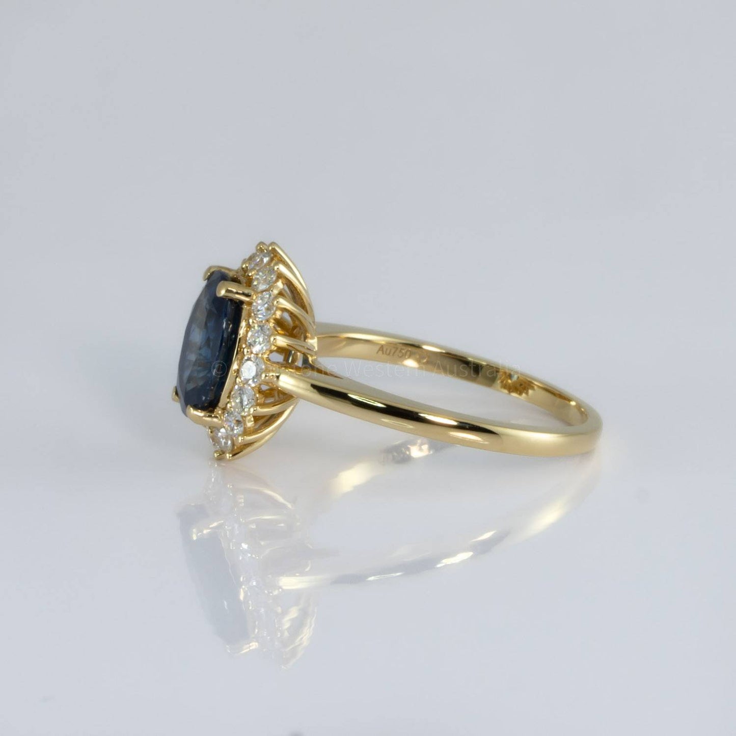 2.58CT Princess Diana Inspired Blue Sapphire Halo Ring