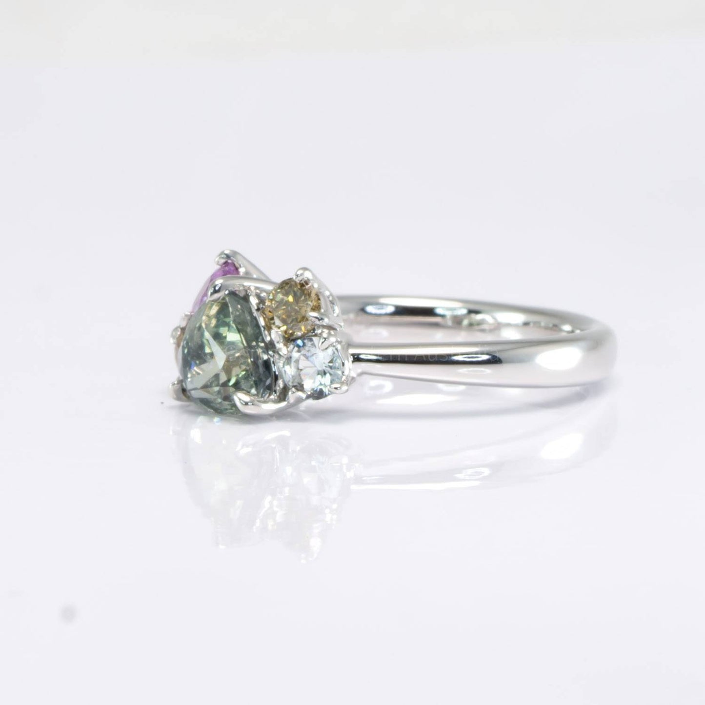 Asymmetrical Cluster Ring |Multi-coloured Stones Ring