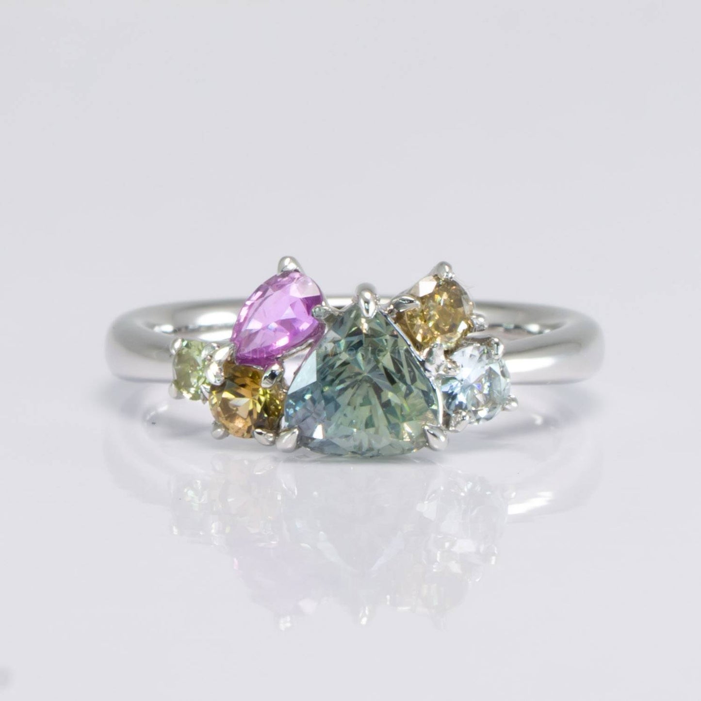 Asymmetrical Cluster Ring |Multi-coloured Stones Ring