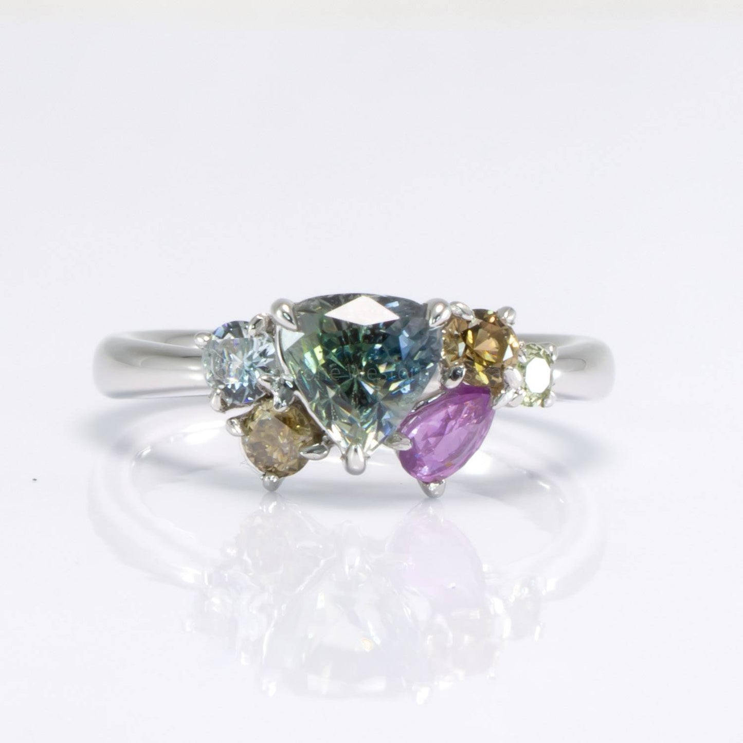 Asymmetrical Cluster Ring |Multi-coloured Stones Ring