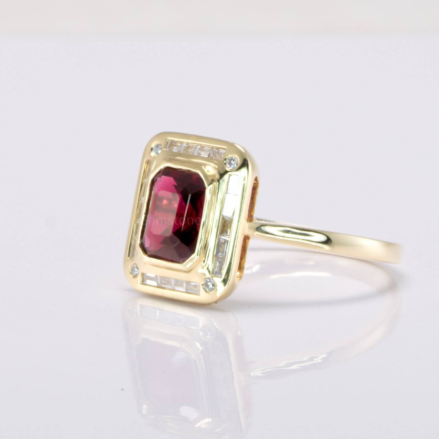 Art-Deco Inspired Ruby Ring |1.5ct Unheated Ruby Halo Ring