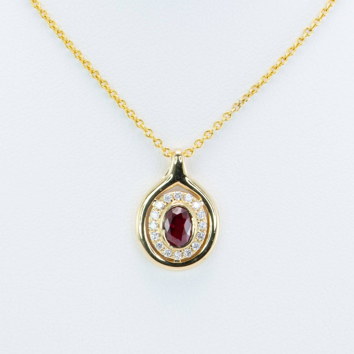 Unheated Ruby Halo Pendant | Ruby and Diamonds Pendant in 18K Gold
