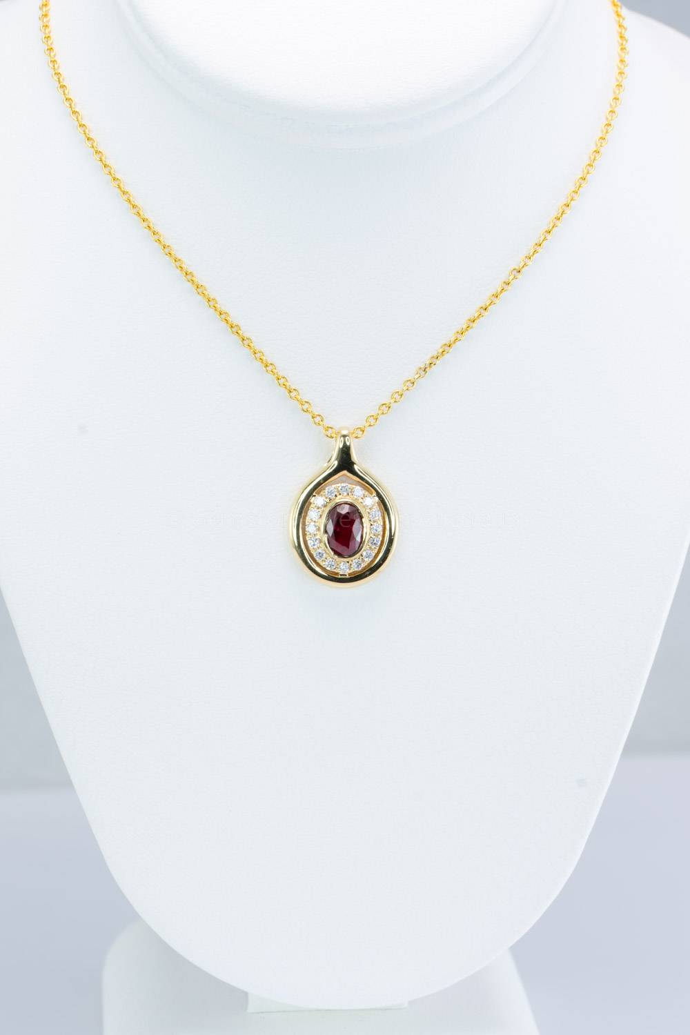 Unheated Ruby Halo Pendant | Ruby and Diamonds Pendant in 18K Gold