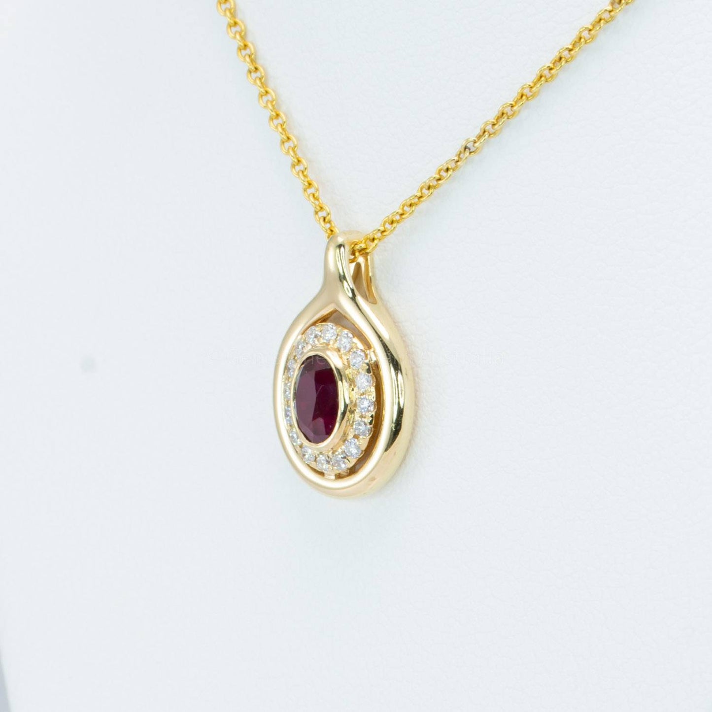 Unheated Ruby Halo Pendant | Ruby and Diamonds Pendant in 18K Gold