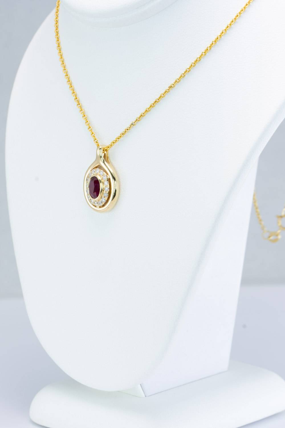 Unheated Ruby Halo Pendant | Ruby and Diamonds Pendant in 18K Gold