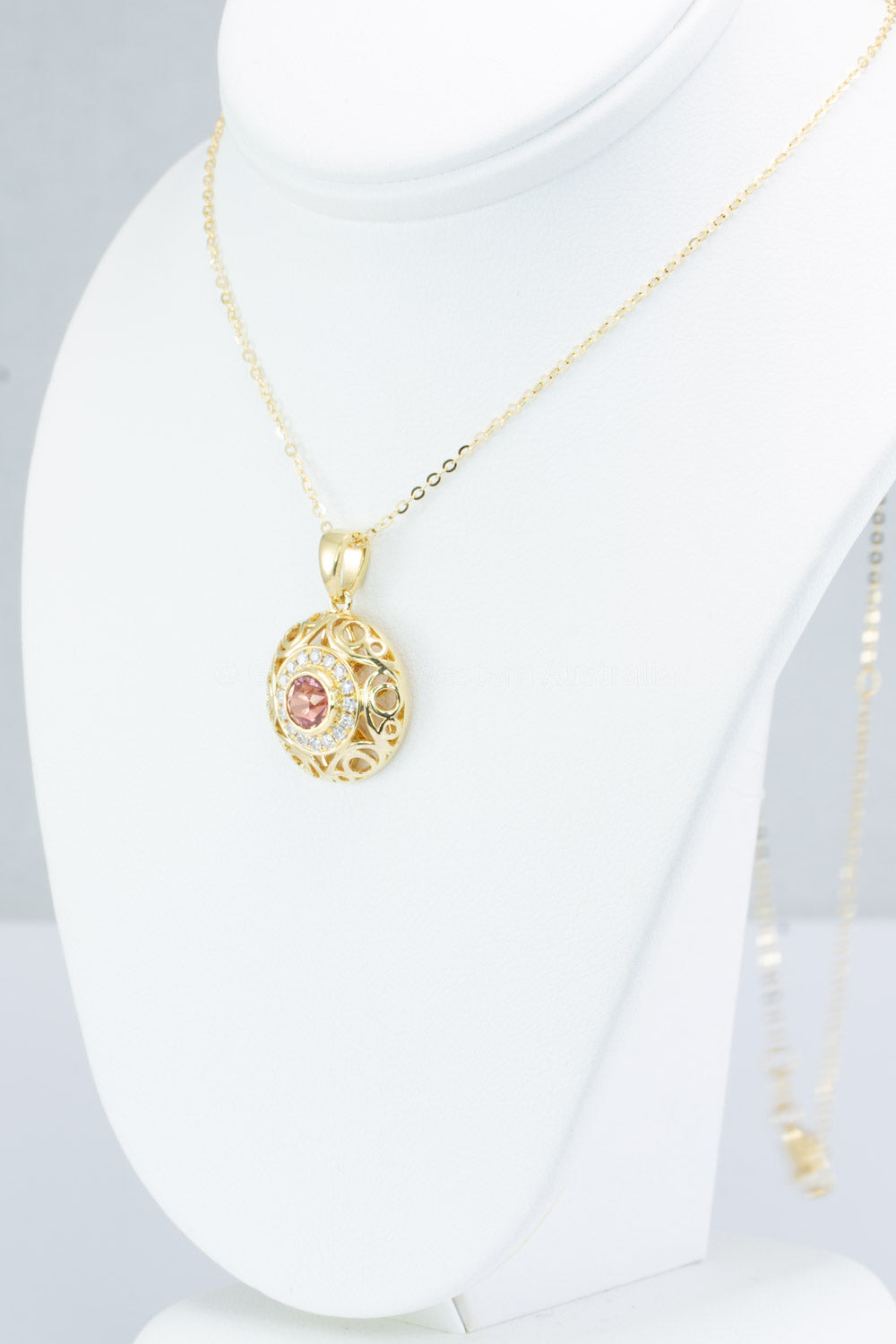 Natural Pink Sapphire Halo Pendant | Unheated Pink Sapphire and Diamonds Pendant in 18K Gold