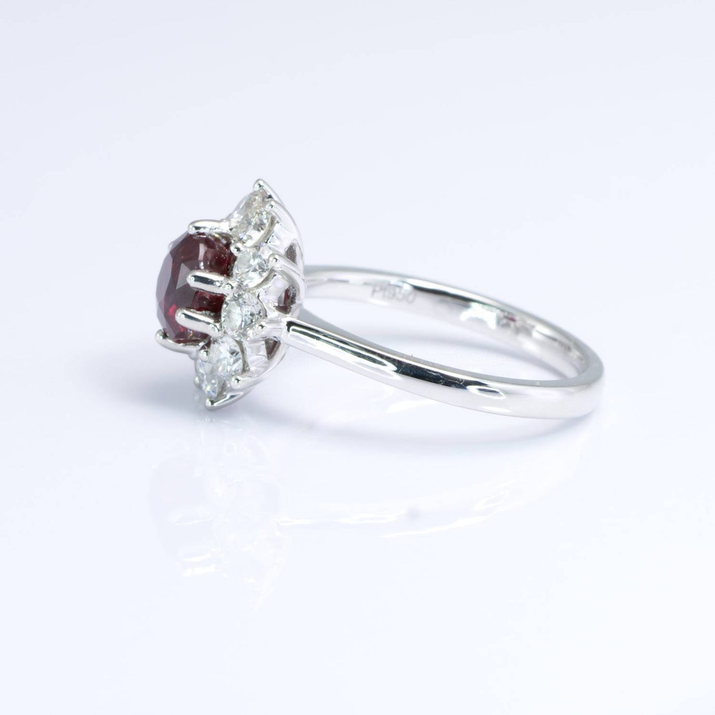 2.95ct Natural Ruby Diamonds Ring | Unheated Ruby and Diamond Halo Ring in Platinum
