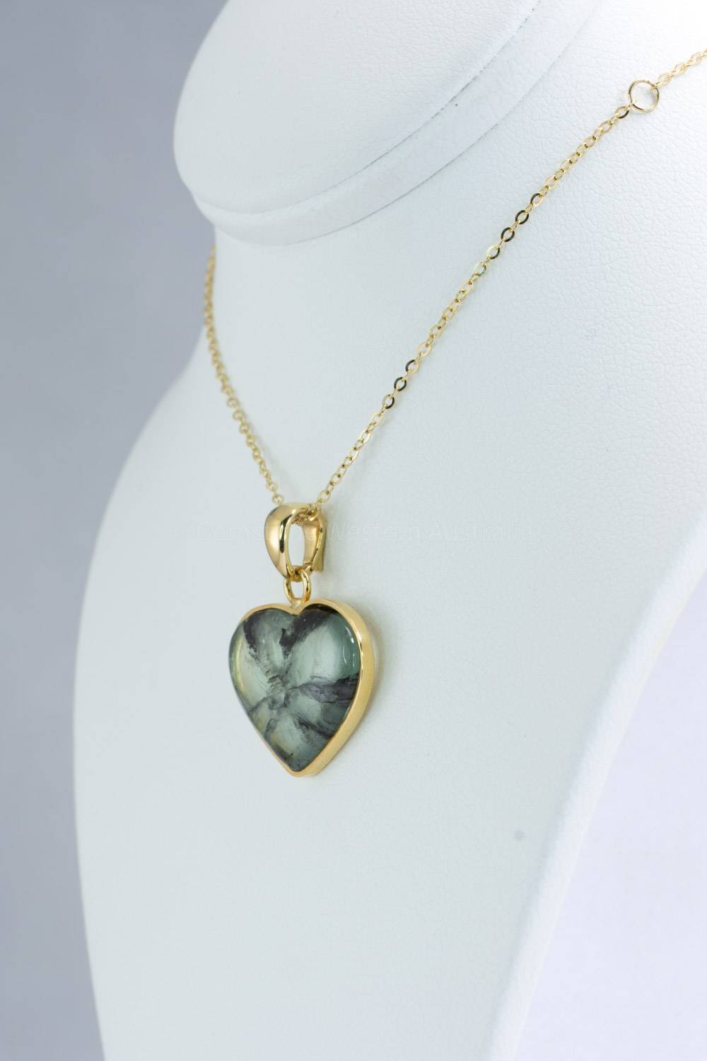 Trapiche Emerald Heart Shaped Pendant