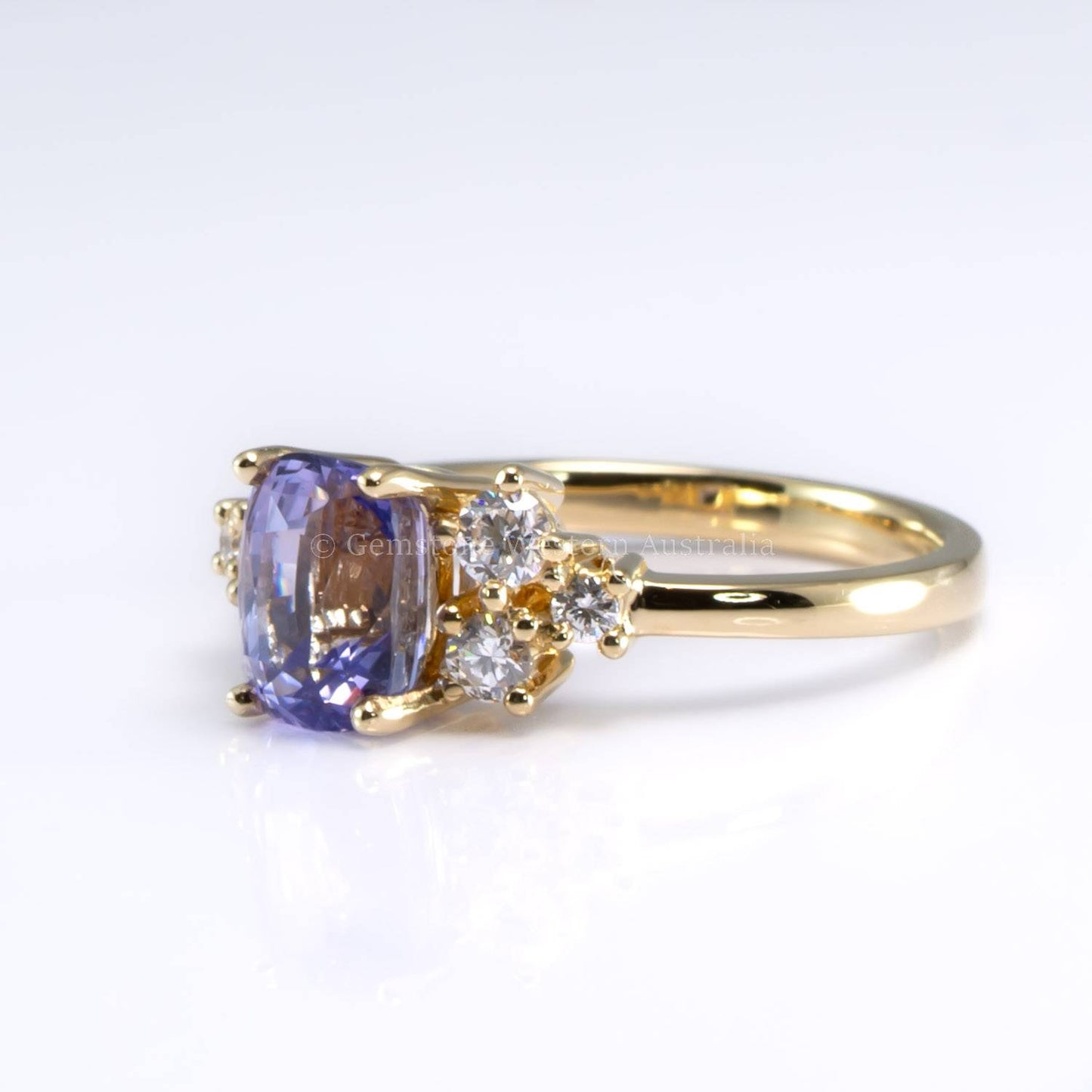2.56ct Unheated Violet Sapphire Ring with Brilliant Diamond Accent | Unique Asymmetrical Design