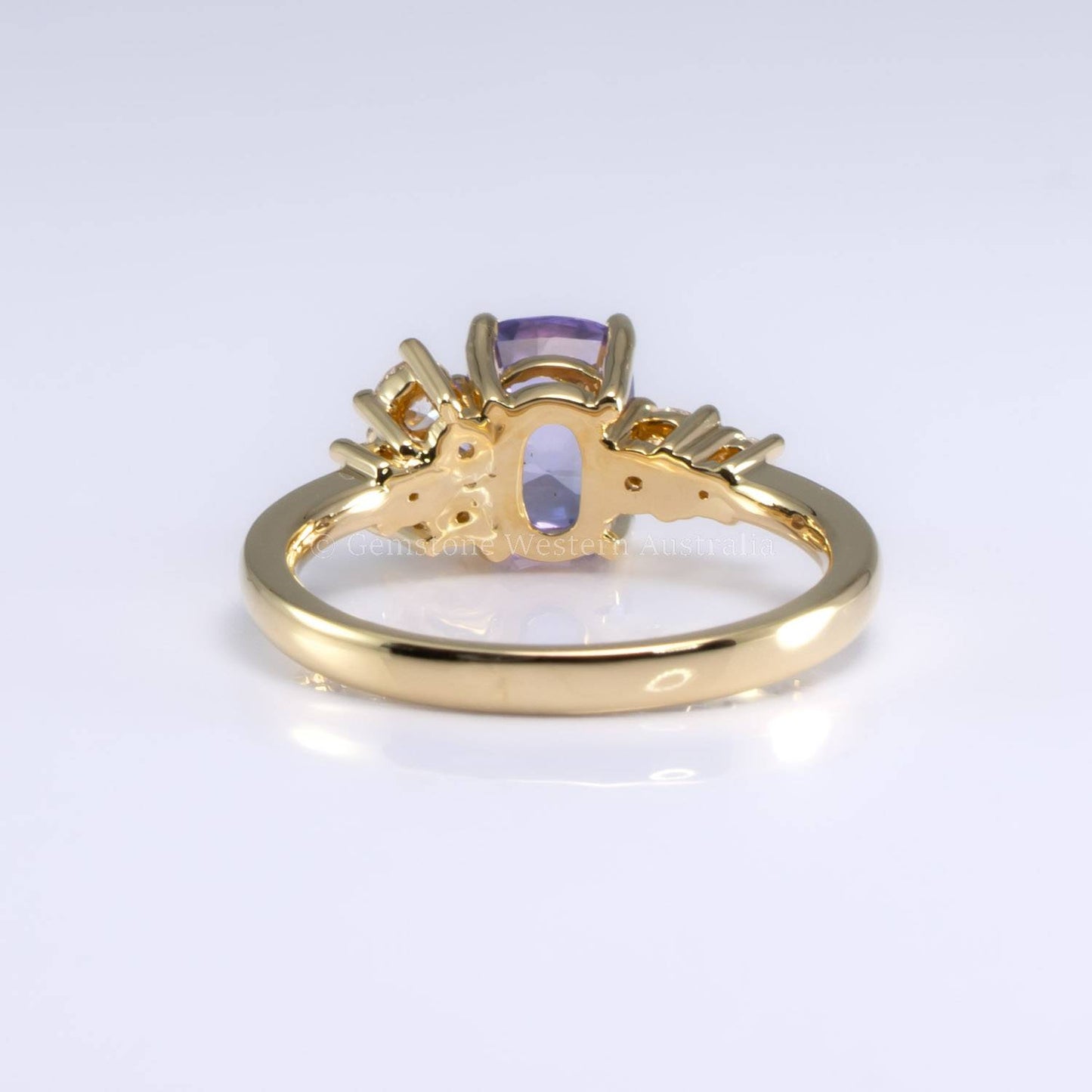 2.56ct Unheated Violet Sapphire Ring with Brilliant Diamond Accent | Unique Asymmetrical Design