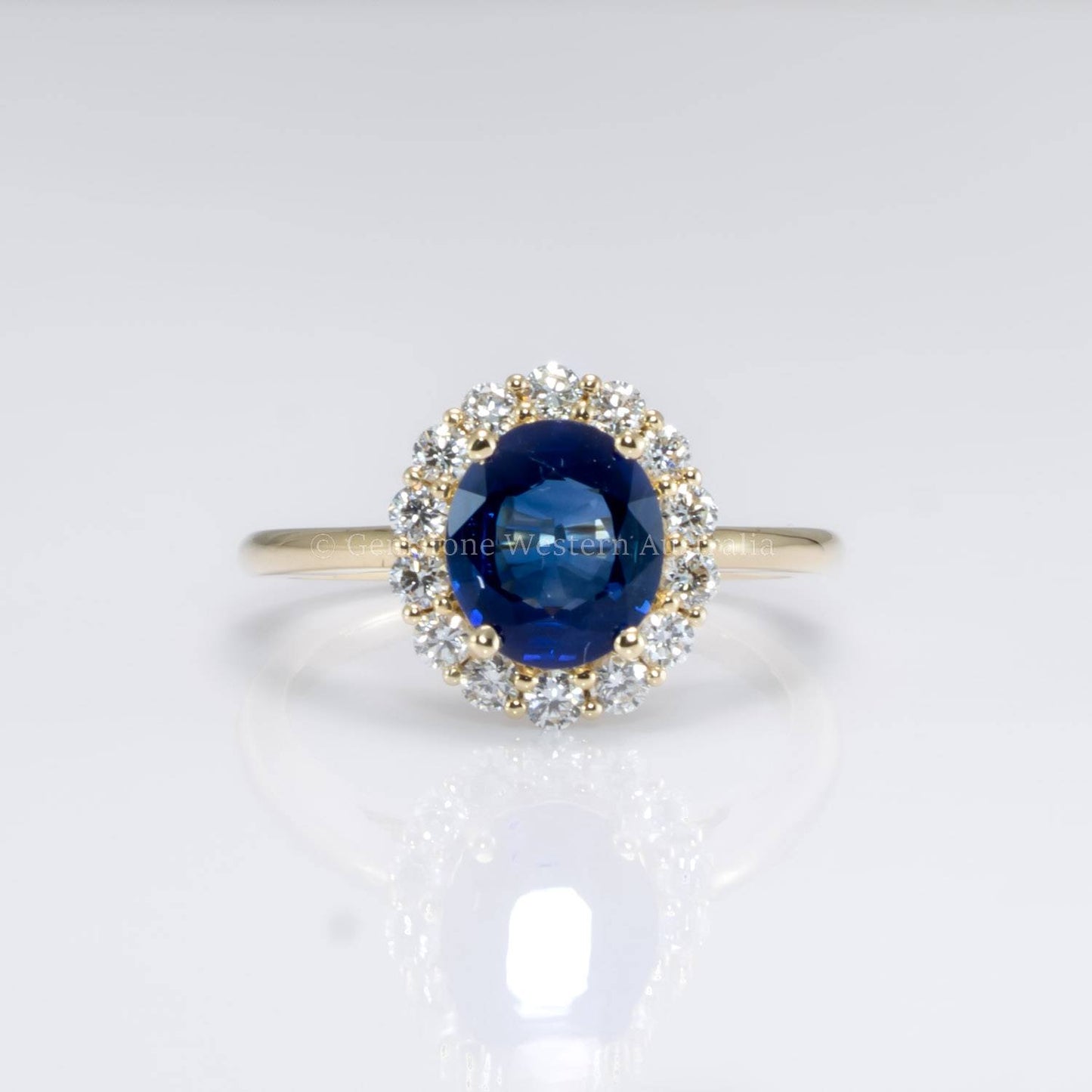 1.68ct Blue Sapphire Ring ft. Halo of Round Diamonds | Natural Sapphire Halo Ring